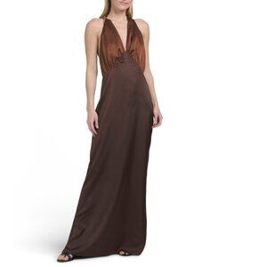 THE WOLF GANG Chocolate Oahu Slip Dress